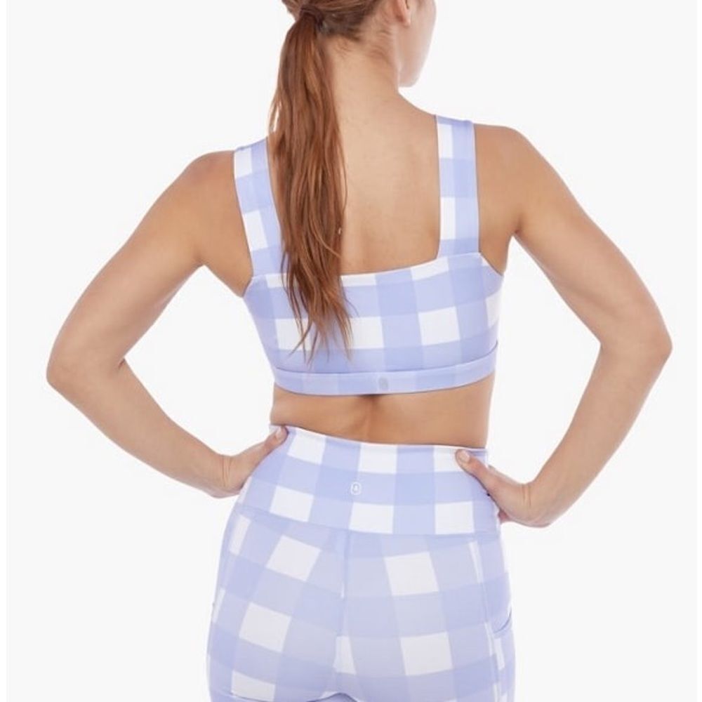 JustFab Square Neck Sports Gingham Lavender Bra size M NWT - Picture 3 of 9